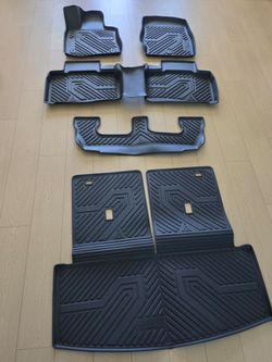 ASFIT Floor Mats & Cargo with Backrest Mat for Ford Explorer 7 Seats 2020-2025 2026 7 Passenger(Not Fit 6 Seats), Custom Fit All Weather Protector TPE