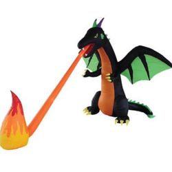 giant 13 foot fire breathing dragon front yard halloween inflatable