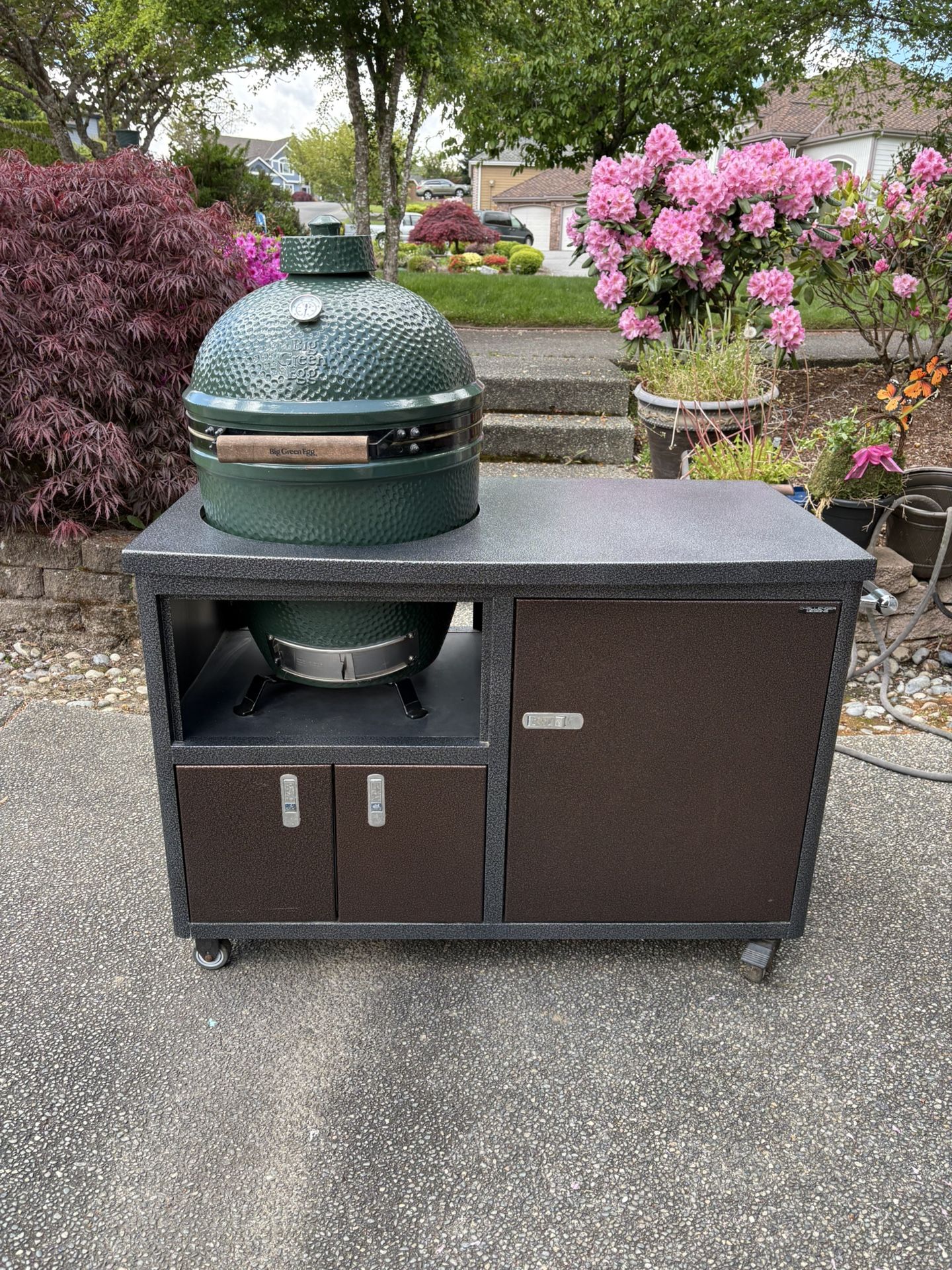 Green Egg W/ Challenger Designs Cart and Accessories