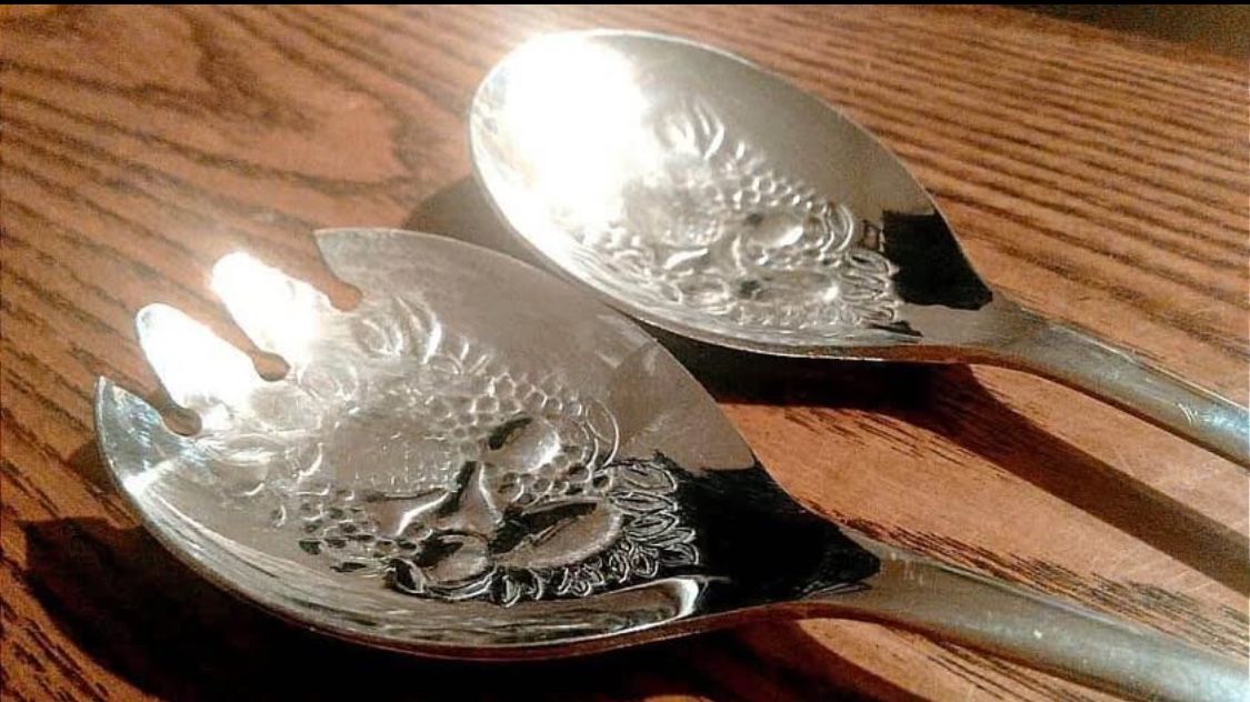 Antique shefield england silver serving spoons