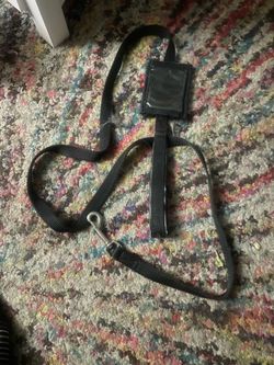 Pet carrier, assorted clothing, leash, and food pad