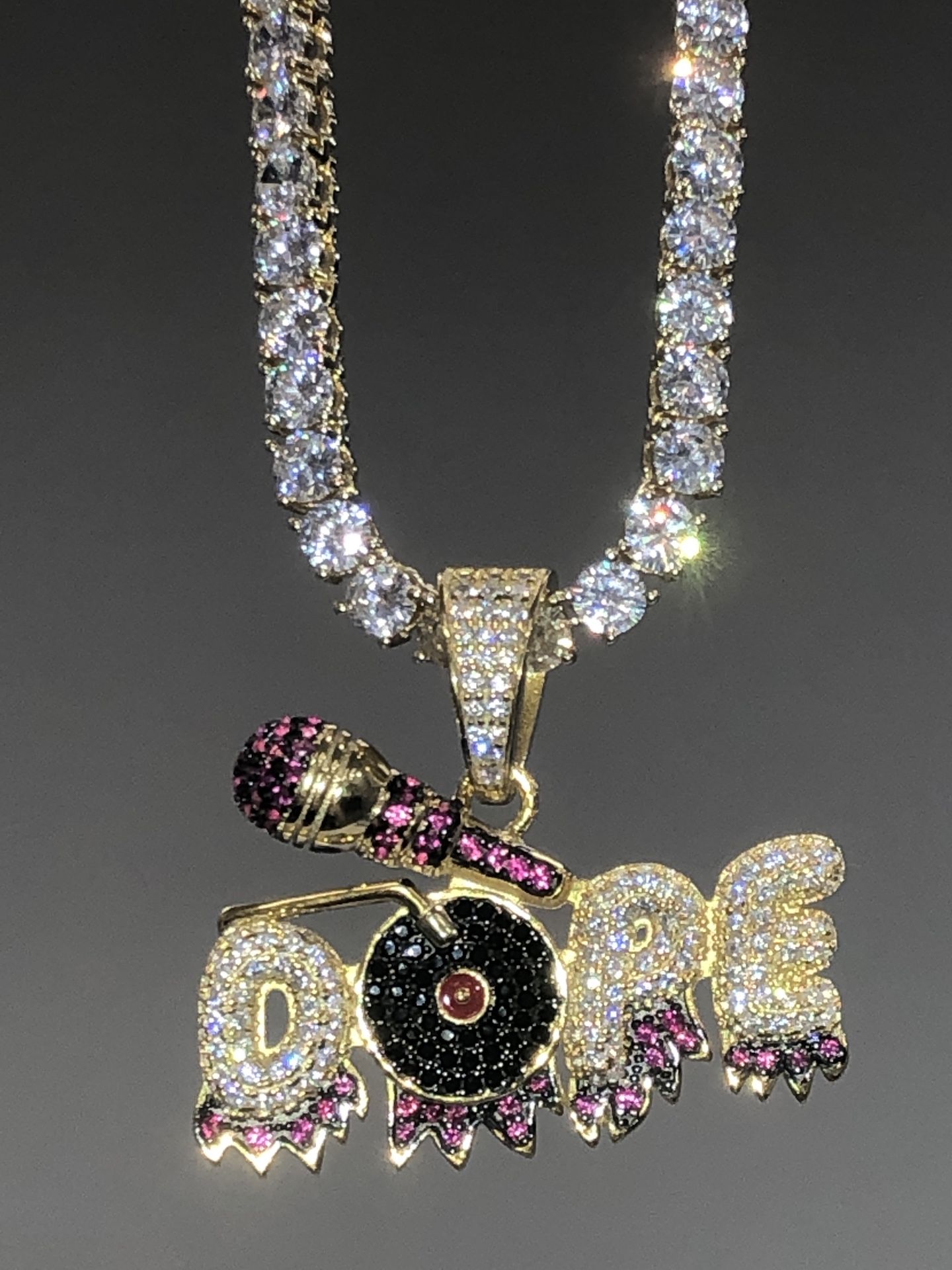 All New Jewelry Men’s Gold filled “ Dope” Pendant AAA Lab Diamond 18