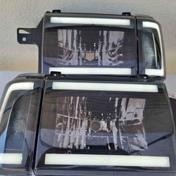 87-91 Ford F150 F250 F350 ... 87-91 Ford Bronco... LED headlights Smoked Luces Micas Calaveras Faros