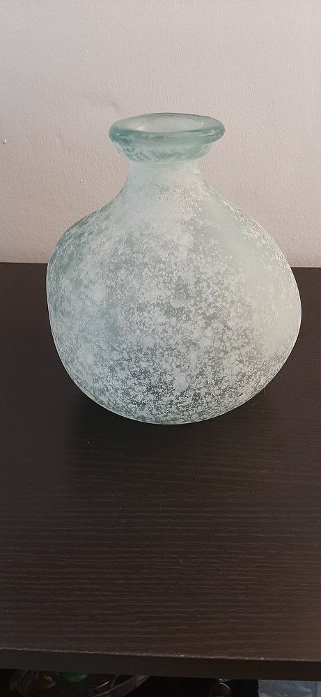 Vidrios San Miguel Spain 100% Recycled Glass Textured Green Vase Spanish Art