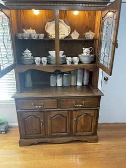 2 Pieces Wooden China Cabinet