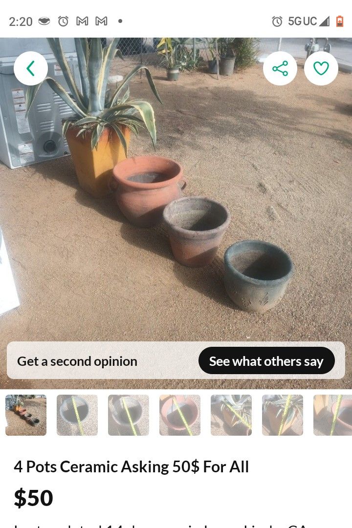 4 Ceramic Pots Planters Yard Decor Good Condition 