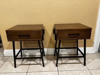 2 WOOD/METAL Side/NightTables (SOME DAMAGE ON TOP SEE ALL PICTURES)24”H x 17.5”W x 15”D…$55
