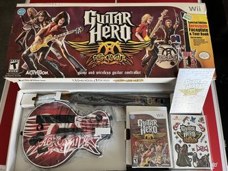 Guitar Hero Aerosmith Nintendo Wii Sealed Game + Sealed Wireless Guitar Brand New