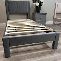 Gray Twin  Size Bed Frame 