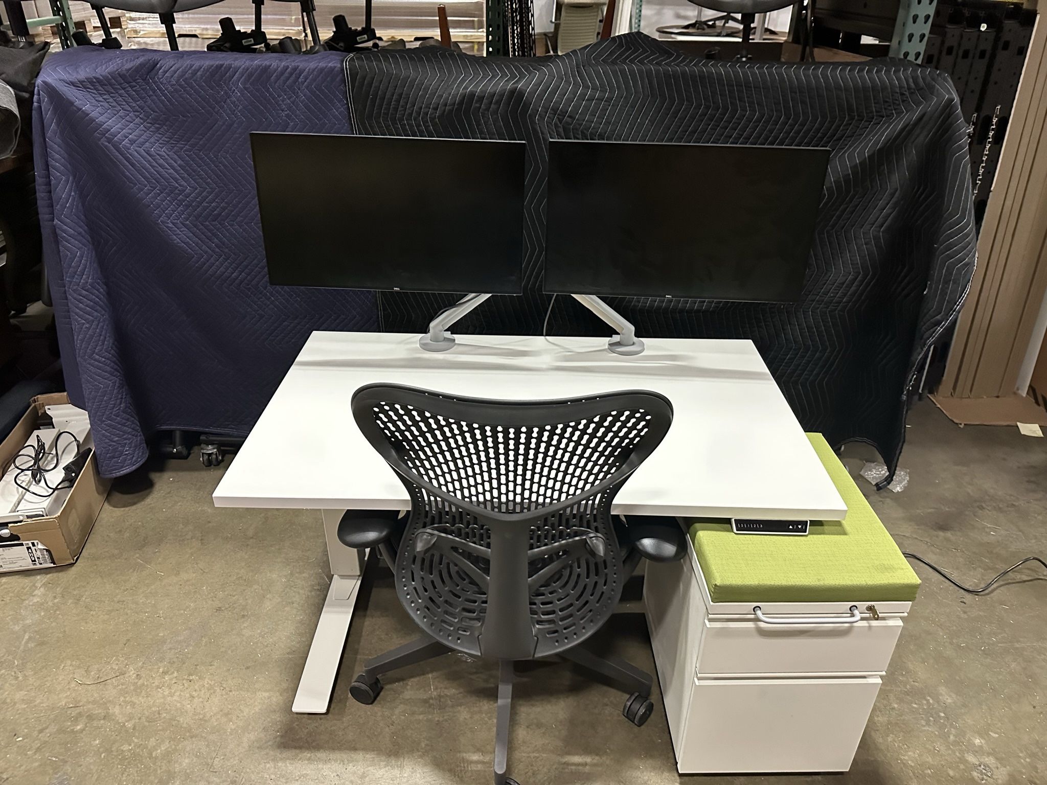 48x30 Haworth Standing Desk! Electric Height Adjustable Table! We Also Have Monitor Arms And File Cabs!