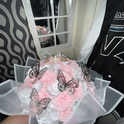 Beautiful Handmade Ribbon roses bouquet Available!!