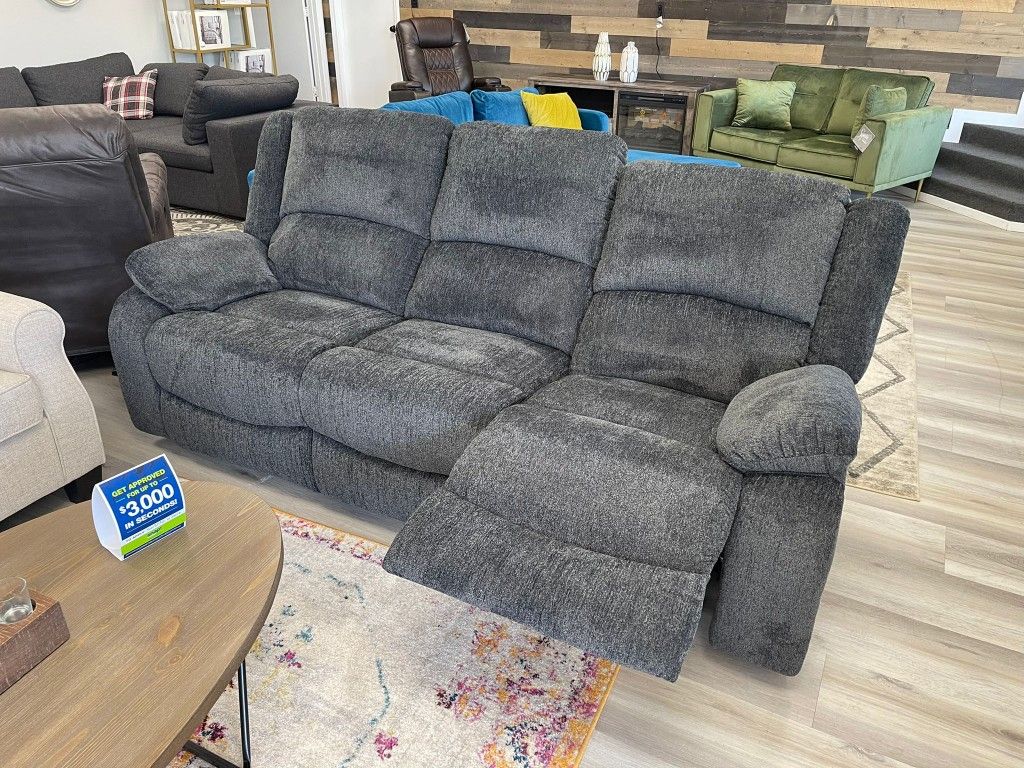 Gray Manuel Reclining Sofa & Loveseat 0 Down Payment Financing Available SAME DAY