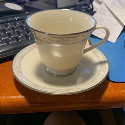 Lenox Charleston Tea Cup And Saucer USA Silver Gilded Cosmopolitan Collection
