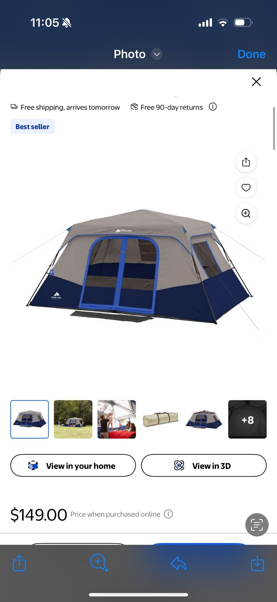 Camping Pop Up 8 Person Tent