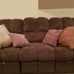 Suede brown reckoner sofa