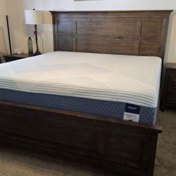 Call King Brand New Mattress  And Bedroom Set 2 Night Stands. Frome More Furniture just a year old