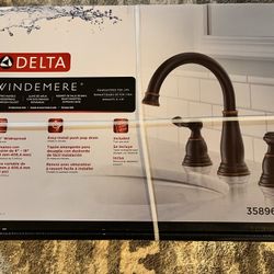 Delta  Windemere Oil Rubbed Bronze 2-handle Widespread WaterSense High-arc Bathroom Sink Faucet with Drain