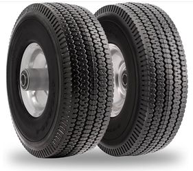 RRQ 4.10/3.50-4 Solid Flat Free Tire - 10 Inch Wheel