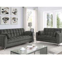 Dark Gray Sofa And Love Seat Set 