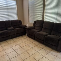 Brown Recliner Couch Sofa Set Reclining Seats