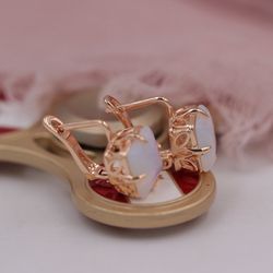 585 Rose Gold Natural OPAL Earrings
