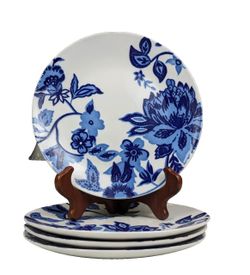 Blue Floral Dinnerware Set – Plates and Mugs