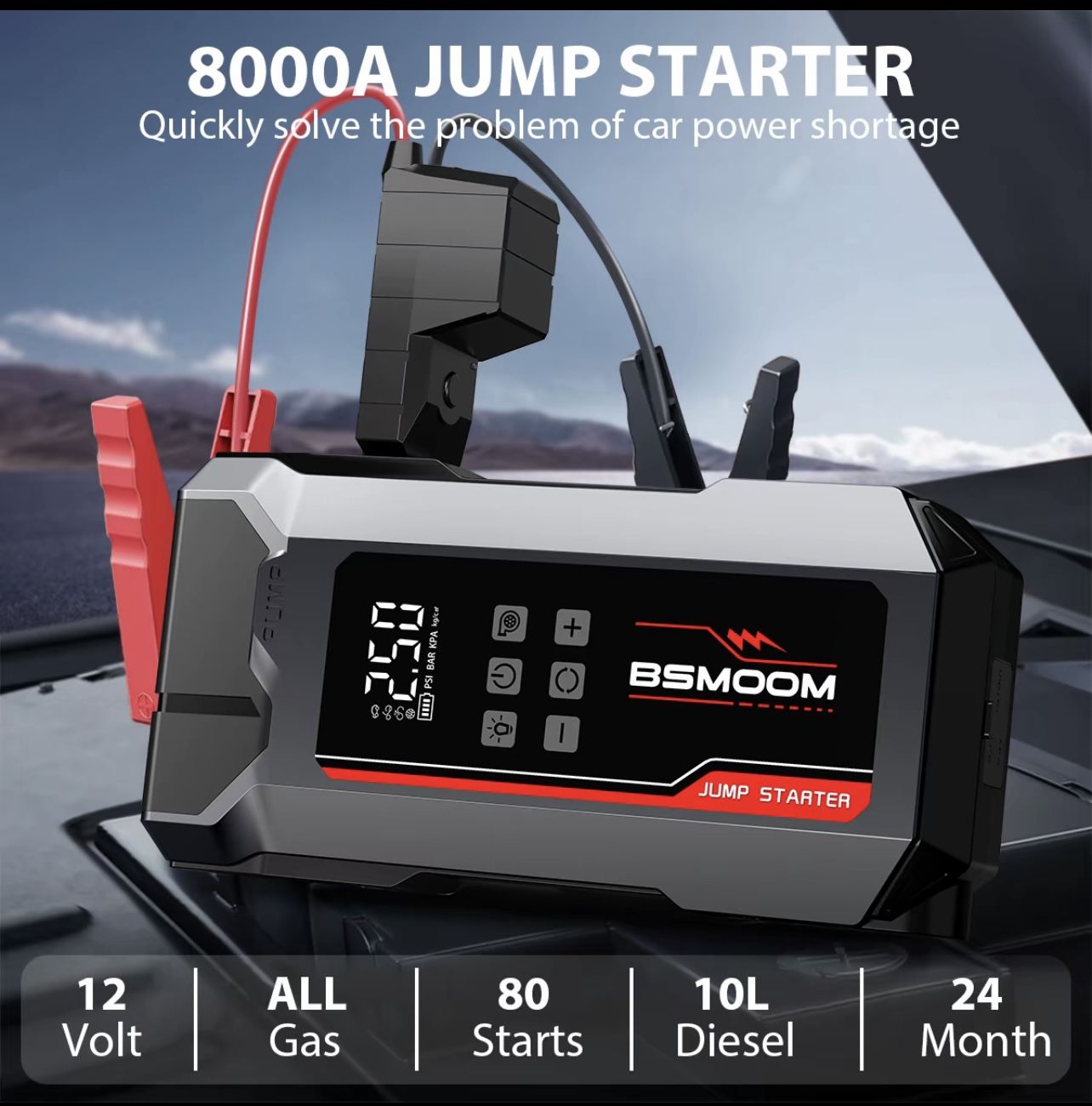 Portable Car Jump Starter with Air Compressor, Blower All-in-One