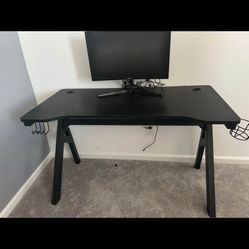 Gaming Desk And Curved Monitor