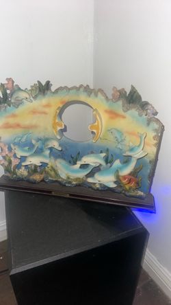 Dolphin Ocean Scene Resin Sculpture Decor