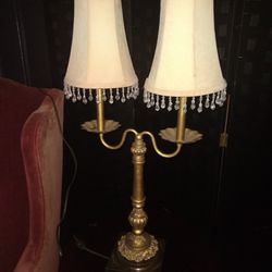 Double Sided Vintage Lamp With Beaded Shades 