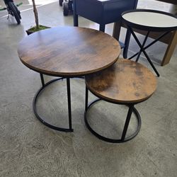 VEVOR Nesting Coffee Table Set of 2, 23.6 in Round Coffee Table,Nesting Tables for Small Place,