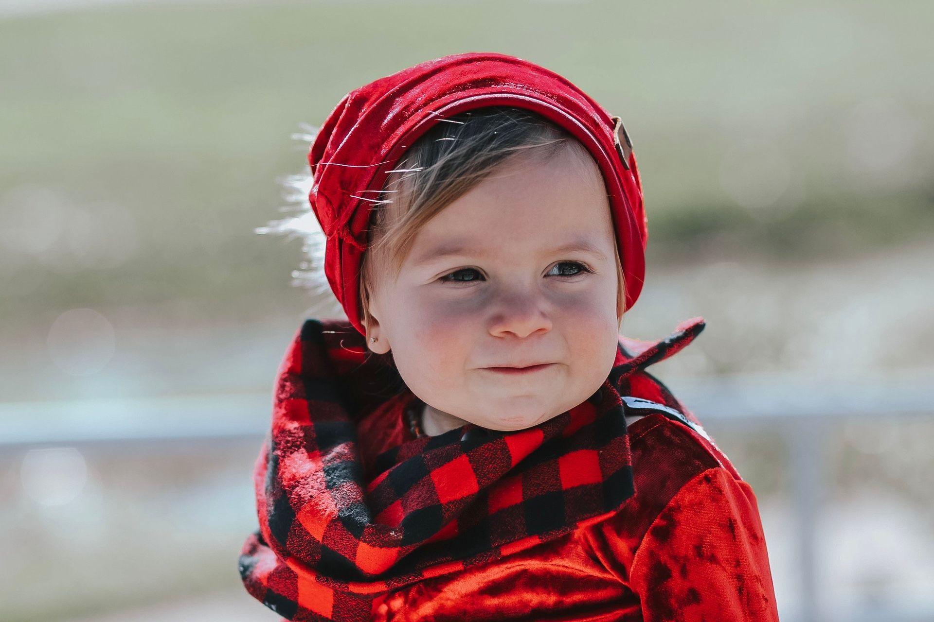 Boys Or Girls Infant Toddler Red Black Checkered Infinity Scarf 🧣
