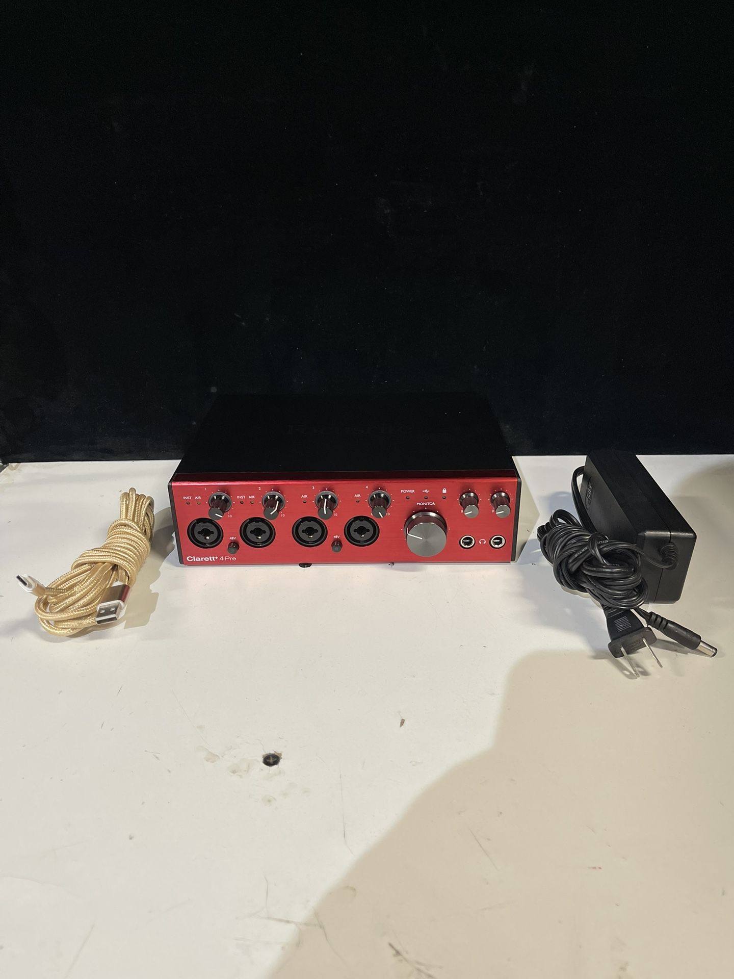 Focusrite Clarett + 4Pre USB Audio Interface W/ Power Cable & USB-C Cable