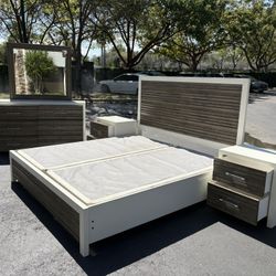 Beautiful Bedroom Set king Size Solid Wood White and Brown Color In Excellent Condition by Sofia Vergara