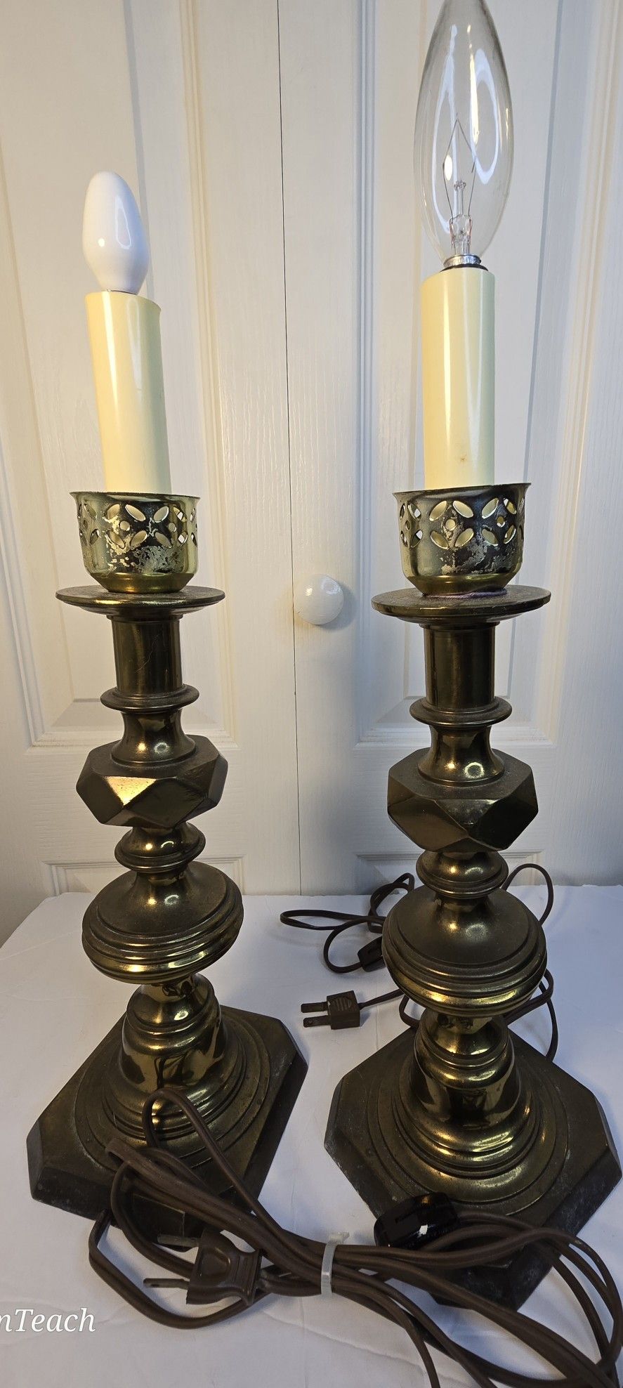 Vintage Brass Table Lamps Mid Century Rare Find