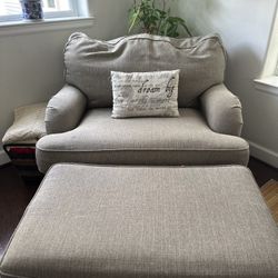 Oversized Pottery Barn Chair And Ottoman