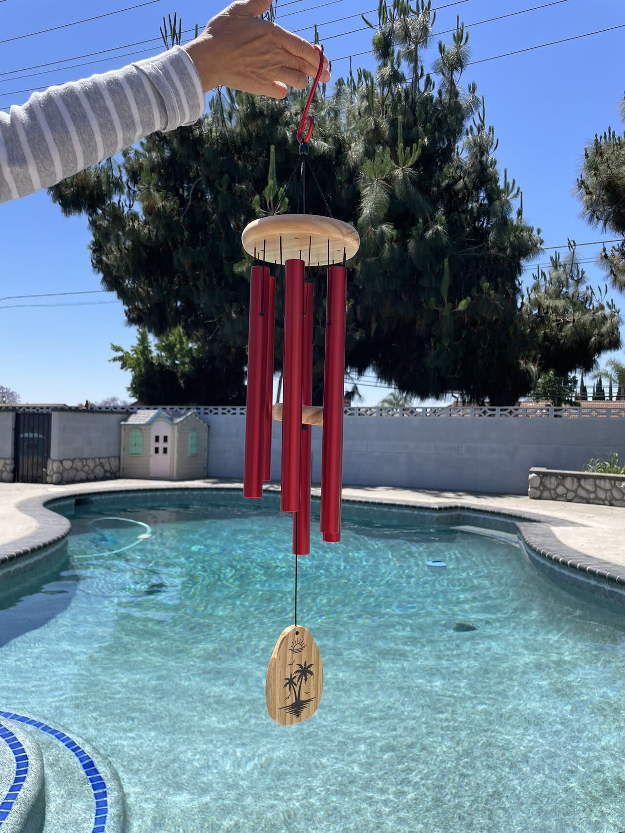 [Enjoy the Sounds of Winds] High Quality 30" Water Drop Aluminium Wind Chimes, 6 PCS Red Tubes Windchime
