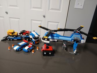 Lego Combined Sale - Twin Helicopter, Vehicle Transporter, Blue Racer