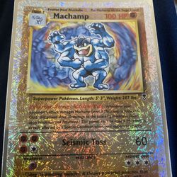 2002 Secret Reverse Holo Rare Machamp (Good - Close To Mint Condition)