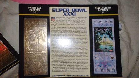 Super Bowl XXXI Commemorative Plaque with Ticket Replica