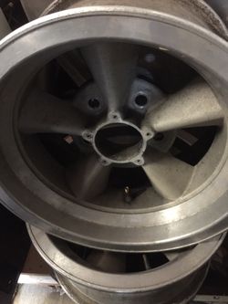 Two torque trust style rims Chevrolet 5 on 5 bolt pattern. 14" x 7"