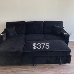 $375 No Tax 2-Pc Corduroy Sectional Sofa Set