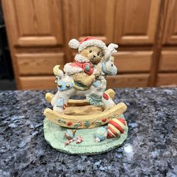 1992 Cherished Teddies Beth On A Rocking Reindeer.  Preowned 