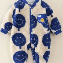 Baby Smiley Fleece Lined Warm Romper
