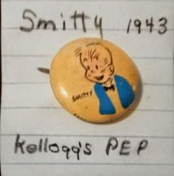 1943 Kellogg's PEP Smitty Pinback Button