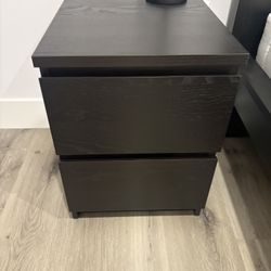 2 x IKEA Malm Side tables Dark Black Brown Great Condition 