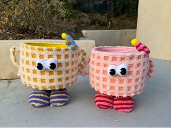 Cute Handmade Crochet Storage Basket Set (2)