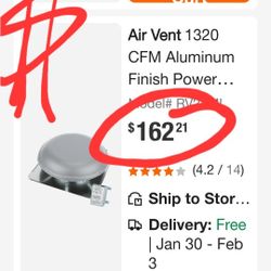 🔥 Air Vent Power Roof Mount Attic Ventilator
• 1320 CFM airflow
• Helps reduce attic🔥