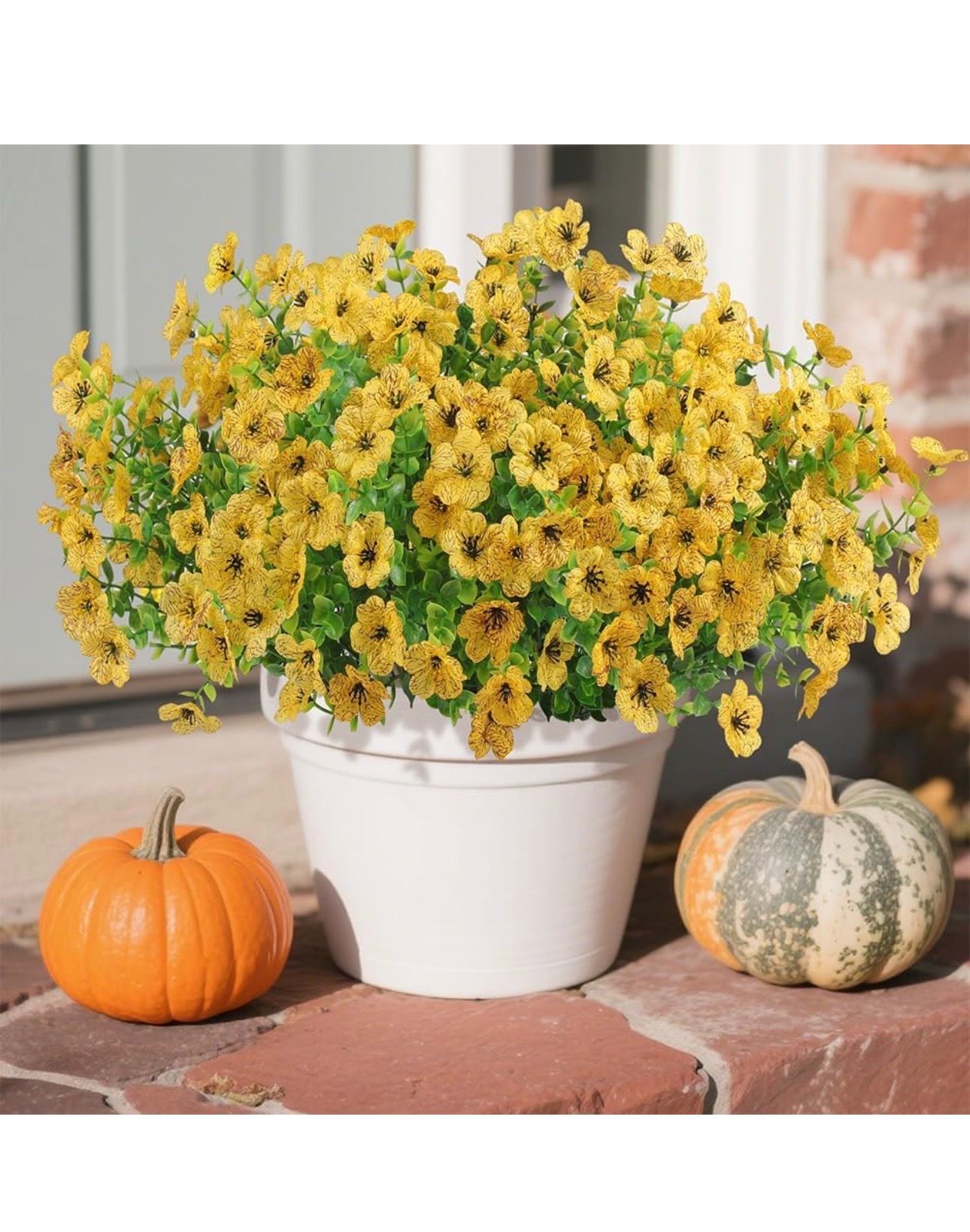 New Artificial Faux Flowers Plants for Outdoors Outside Spring Summer Decoration,12 Bundles Realistic Fake Flowers Plant Greenery Silk Daisy UV Resist