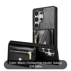 Phone Case: Zipper Wallet Crossbody Shoulder Strapfor SamSung for Galaxy S26 Ultra